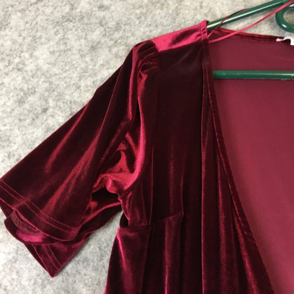 Baltic Born Dress 1XL Bridesmaid Semi Formal Wrap Short Sleeve Maxi Velvet Red - Picture 4 of 12